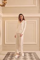 Ciel Long Set in White with Pink Embroidery - Bows