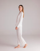 Ciel Long Set in White with Pink Embroidery - Bows